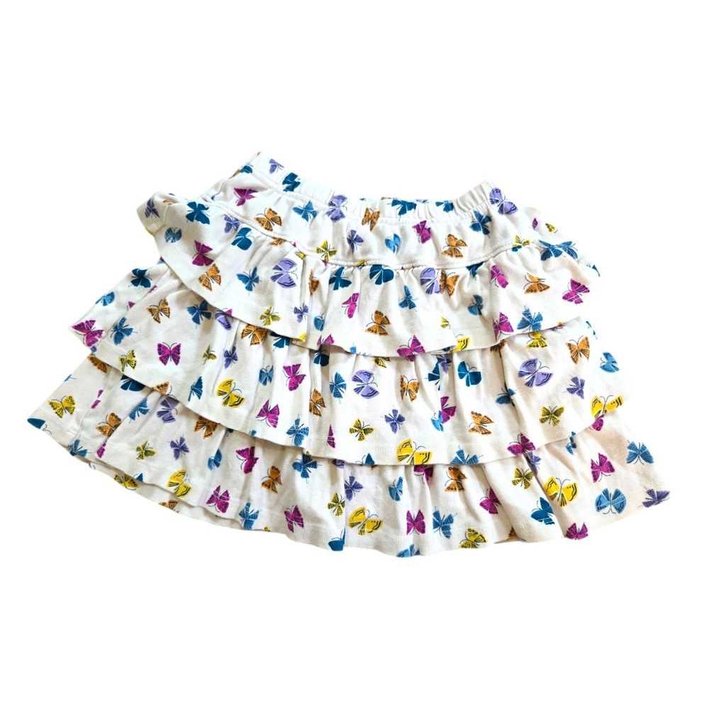 Hanna Andersson White Ruffle Tiered Skirt Skort Butterfly  Girls 140 US 10